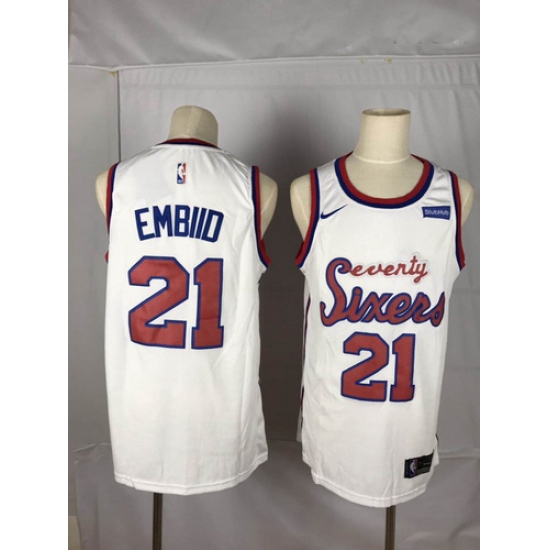 76ers 21 Joel Embiid White Nike Throwback Swingman Jersey 76ers 21 Joel Embiid White Nike Throwback Swingman Jersey