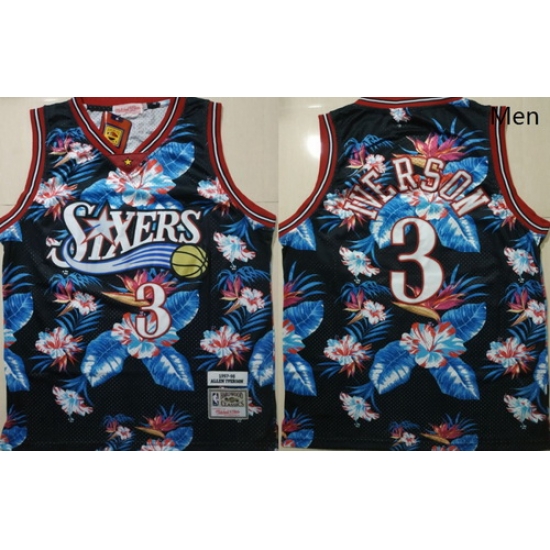 76ers 3 Allen Iverson Black 1997 98 Hardwood Classics Floral Fashion Swingman Jersey 76ers 3 Allen Iverson Black 1997 98 Hardwood Classics Floral Fashion Swingman Jersey
