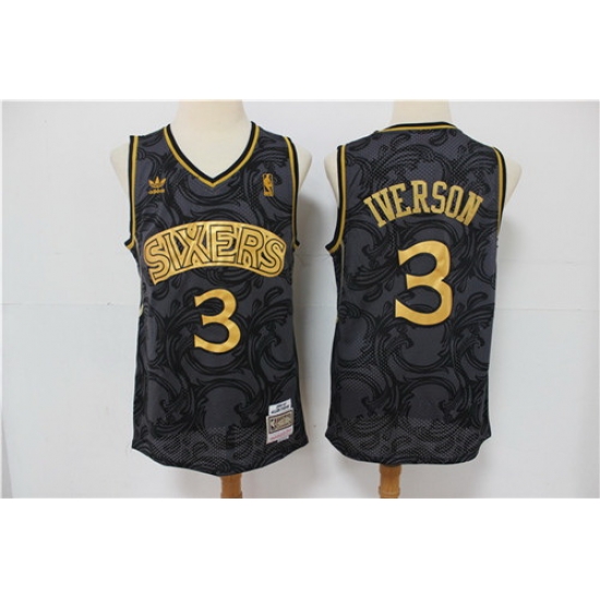 76ers 3 Allen Iverson Black Hardwood Classics Jersey 76ers 3 Allen Iverson Black Hardwood Classics Jersey