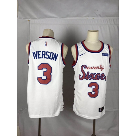 76ers 3 Allen Iverson White Nike Throwback Swingman Jersey 76ers 3 Allen Iverson White Nike Throwback Swingman Jersey