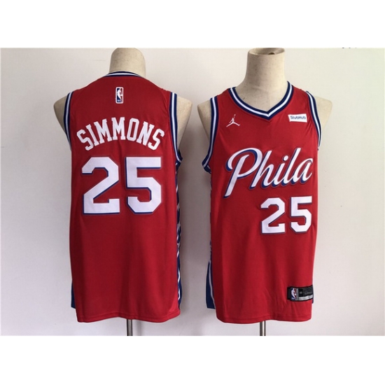 Men Men Philadelphia 76ers 25 Simmons Red New 2021 NBA Jersey Men Men Philadelphia 76ers 25 Simmons Red New 2021 NBA Jersey
