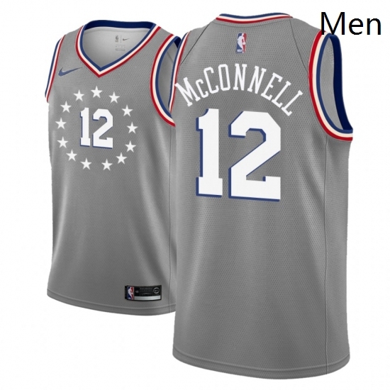 Men NBA 2018 19 Philadelphia 76ers 12 T J McConnell City Edition Gray Jers Men NBA 2018 19 Philadelphia 76ers 12 T J McConnell City Edition Gray Jers