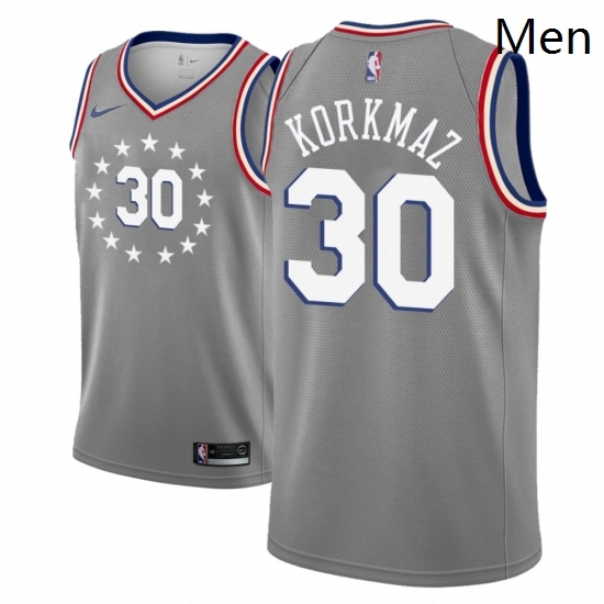 Men NBA 2018 19 Philadelphia 76ers 30 Furkan Korkmaz City Edition Gray Jersey Men NBA 2018 19 Philadelphia 76ers 30 Furkan Korkmaz City Edition Gray Jersey