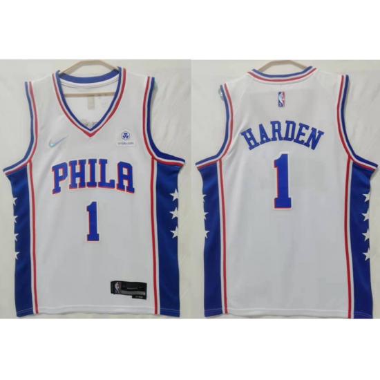 Men Nike Philadelphia 76ers #1 James Harden association edition white Stitched jersey Men Nike Philadelphia 76ers #1 James Harden association edition white Stitched jersey
