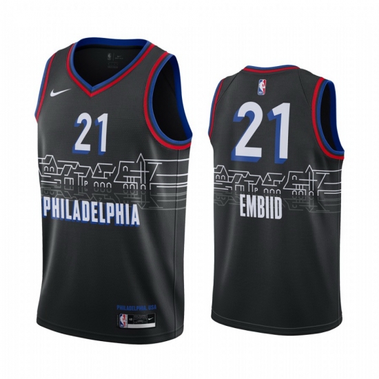 Men Nike Philadelphia 76ers 21 Joel Embiid Black NBA Swingman 2020 21 City Edition Jersey Men Nike Philadelphia 76ers 21 Joel Embiid Black NBA Swingman 2020 21 City Edition Jersey