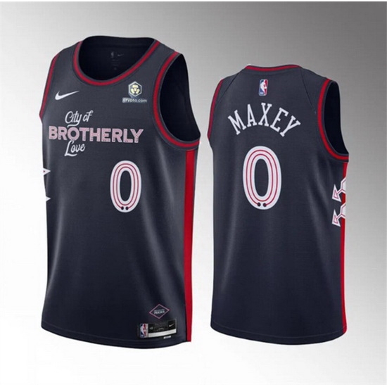 Men Philadelphia 76ers 0 Tyrese Maxey Navy 2023 24 City Edition Stitched Basketball Jersey Men Philadelphia 76ers 0 Tyrese Maxey Navy 2023 24 City Edition Stitched Basketball Jersey