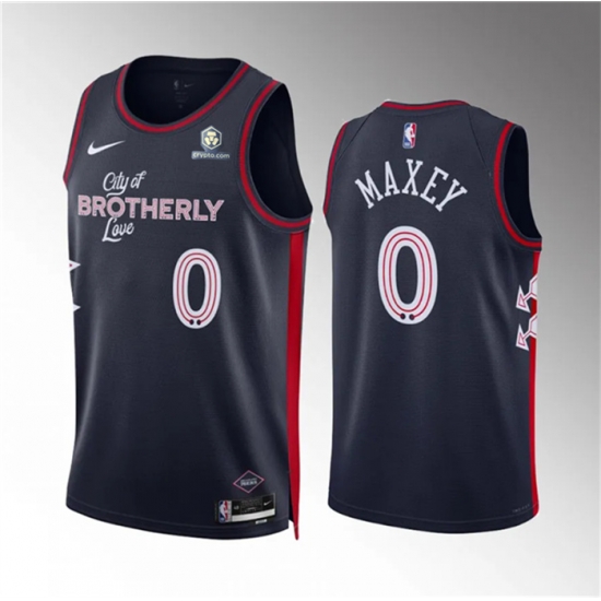 Men Philadelphia 76ers 0 Tyrese Maxey Navy 2023 24 City Edition Stitched Jersey Men Philadelphia 76ers 0 Tyrese Maxey Navy 2023 24 City Edition Stitched Jersey