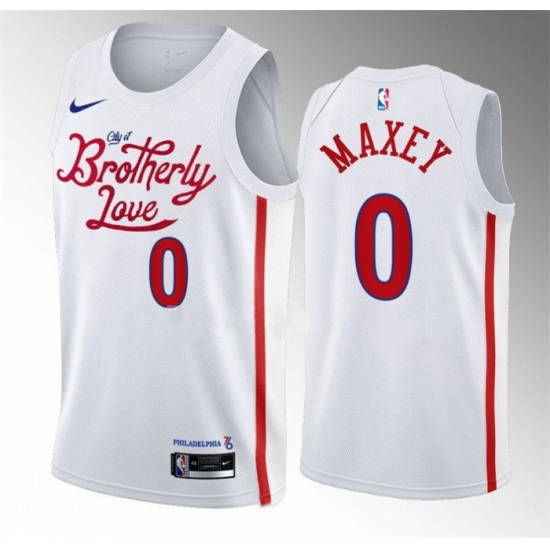 Men Philadelphia 76ers 0 Tyrese Maxey White 2022 23 City Edition Stitched Basketball Jersey Men Philadelphia 76ers 0 Tyrese Maxey White 2022 23 City Edition Stitched Basketball Jersey