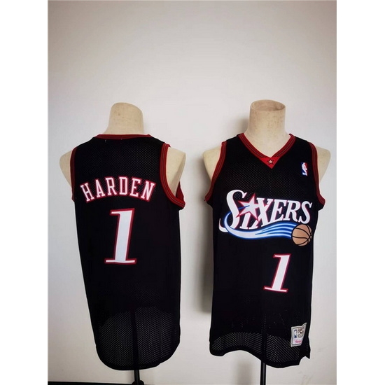 Men Philadelphia 76ers 1 James Harden Mitchell Ness Black Classics Stitched Basketball Jersey Men Philadelphia 76ers 1 James Harden Mitchell Ness Black Classics Stitched Basketball Jersey