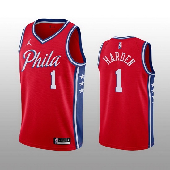 Men Philadelphia 76ers #1 James Harden statement edition Red Stitched jersey Men Philadelphia 76ers #1 James Harden statement edition Red Stitched jersey