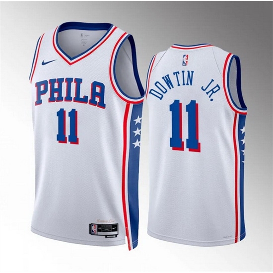 Men Philadelphia 76ers 11 Jeff Dowtin Jr White Association Edition Stitched Jersey Men Philadelphia 76ers 11 Jeff Dowtin Jr White Association Edition Stitched Jersey