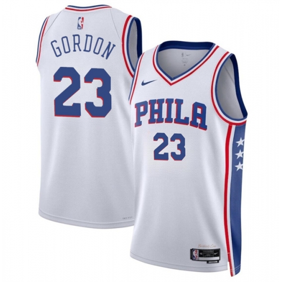 Men Philadelphia 76ers 23 Eric Gordon White Association Edition Stitched Jersey Men Philadelphia 76ers 23 Eric Gordon White Association Edition Stitched Jersey