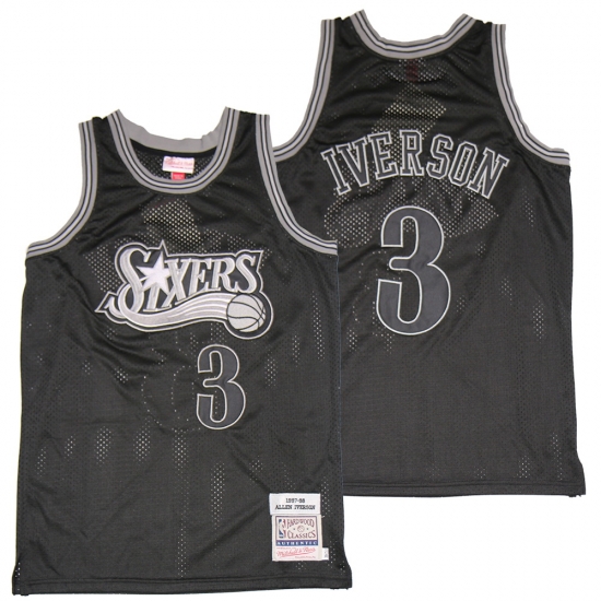Men Philadelphia 76ers 3 Allen Iverson Black 1997 98 Hardwood Classics Jersey Men Philadelphia 76ers 3 Allen Iverson Black 1997 98 Hardwood Classics Jersey