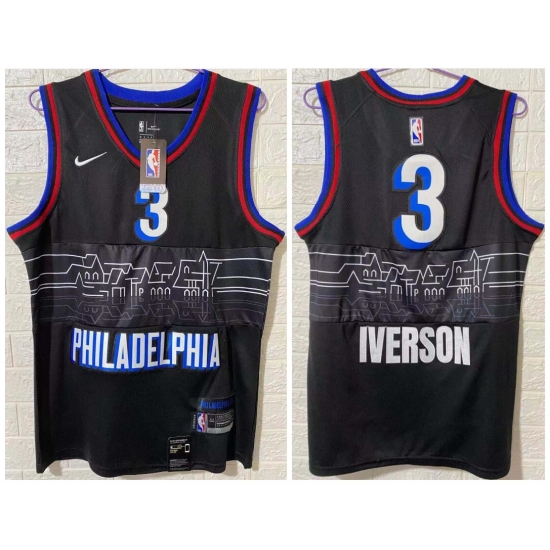 Men Philadelphia 76ers 3 Allen Iverson Black 2020 21 City Edition Nike Swingman Jersey Men Philadelphia 76ers 3 Allen Iverson Black 2020 21 City Edition Nike Swingman Jersey