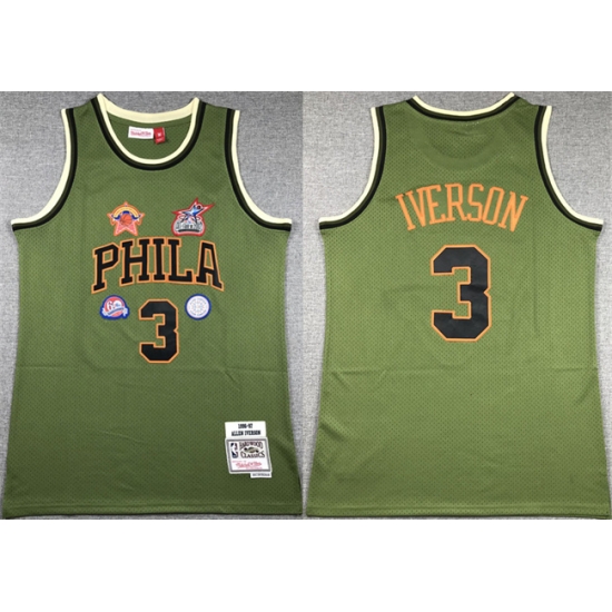 Men Philadelphia 76ers 3 Allen Iverson Green 1996 97 Throwback Stitched Basketball Jersey Men Philadelphia 76ers 3 Allen Iverson Green 1996 97 Throwback Stitched Basketball Jersey
