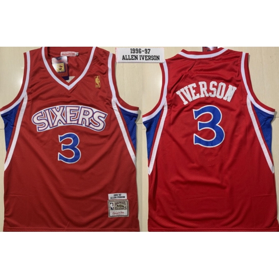 Men Philadelphia 76ers 3 Allen Iverson Red 1996 1997 Hardwood Classics Jersey Men Philadelphia 76ers 3 Allen Iverson Red 1996 1997 Hardwood Classics Jersey