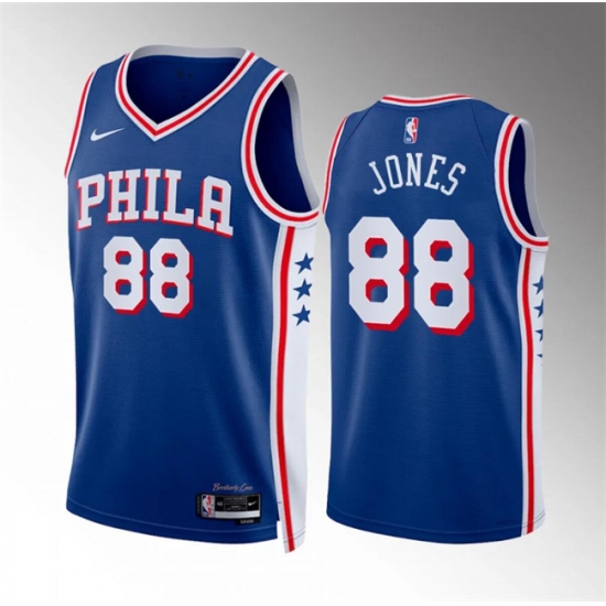 Men Philadelphia 76ers 88 Kai Jones Royal Icon Edition Stitched Jersey Men Philadelphia 76ers 88 Kai Jones Royal Icon Edition Stitched Jersey