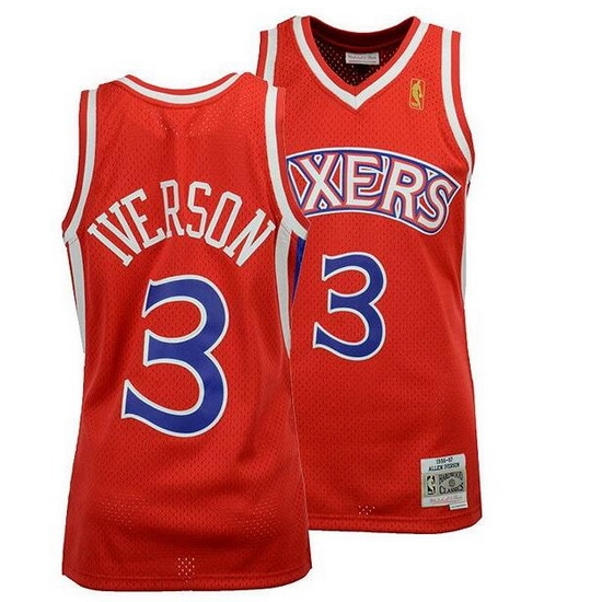 Men Sixers Red 3 Iverson Throwback jersey Men Sixers Red 3 Iverson Throwback jersey