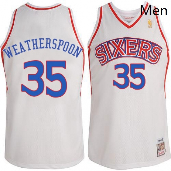 Mens Adidas Philadelphia 76ers 35 Clarence Weatherspoon Swingman White Throwack NBA Jersey Mens Adidas Philadelphia 76ers 35 Clarence Weatherspoon Swingman White Throwack NBA Jersey