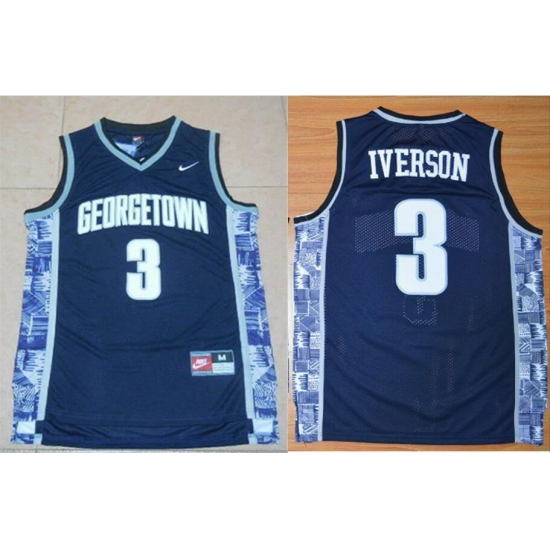 Men's Georgetown Hoyas #3 Allen Iverson Blue NCAA Basketball Jersey Men's Georgetown Hoyas #3 Allen Iverson Blue NCAA Basketball Jersey