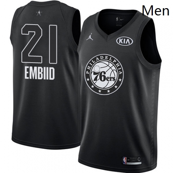 Mens Nike Jordan Philadelphia 76ers 21 Joel Embiid Swingman Black 2018 All Star Game NBA Jersey Mens Nike Jordan Philadelphia 76ers 21 Joel Embiid Swingman Black 2018 All Star Game NBA Jersey