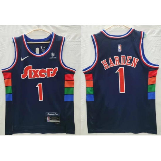 Men's Nike Philadelphia 76ers #1 James Harden Navy Blue Stitched NBA Jersey Men's Nike Philadelphia 76ers #1 James Harden Navy Blue Stitched NBA Jersey