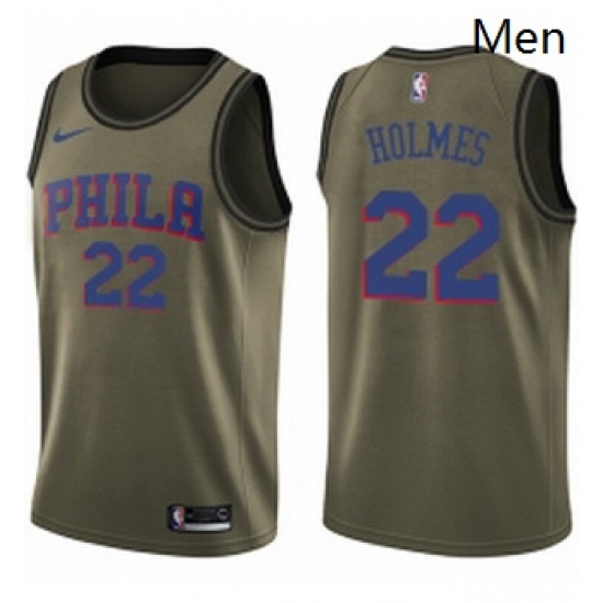 Mens Nike Philadelphia 76ers 22 Richaun Holmes Swingman Green Salute to Service NBA Jersey Mens Nike Philadelphia 76ers 22 Richaun Holmes Swingman Green Salute to Service NBA Jersey