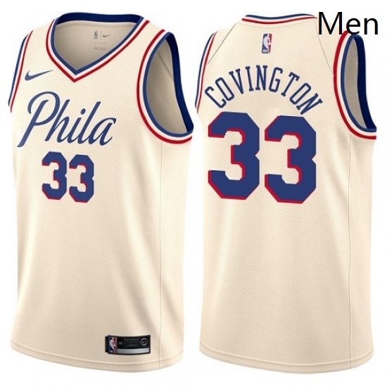 Mens Nike Philadelphia 76ers 33 Robert Covington Swingman Cream NBA Jersey City Edition Mens Nike Philadelphia 76ers 33 Robert Covington Swingman Cream NBA Jersey City Edition