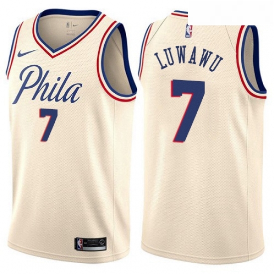 Mens Nike Philadelphia 76ers 7 Timothe Luwawu Swingman Cream NBA Jersey City Edition Mens Nike Philadelphia 76ers 7 Timothe Luwawu Swingman Cream NBA Jersey City Edition