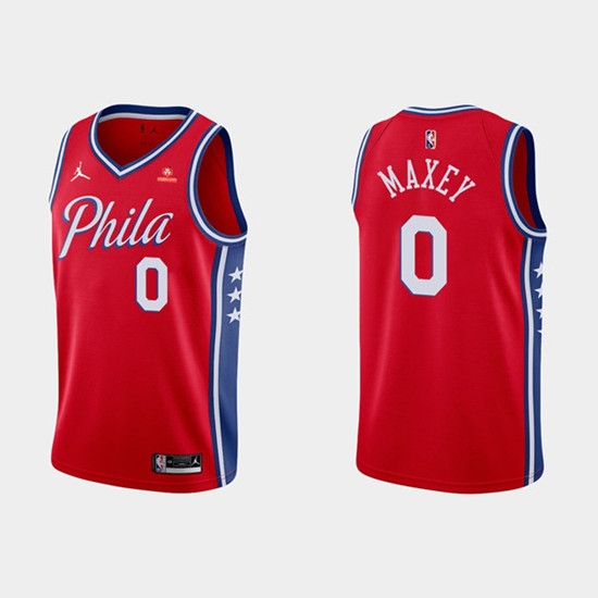 Men's Philadelphia 76ers #0 Tyrese Maxey Red Statement Edition Stitched Jersey Men's Philadelphia 76ers #0 Tyrese Maxey Red Statement Edition Stitched Jersey