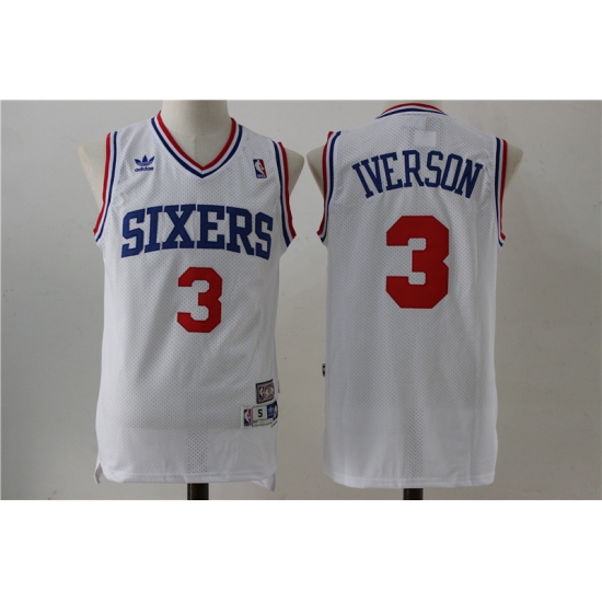 New 76ers 3 Allen Iverson White Hardwood Classics Jersey New 76ers 3 Allen Iverson White Hardwood Classics Jersey