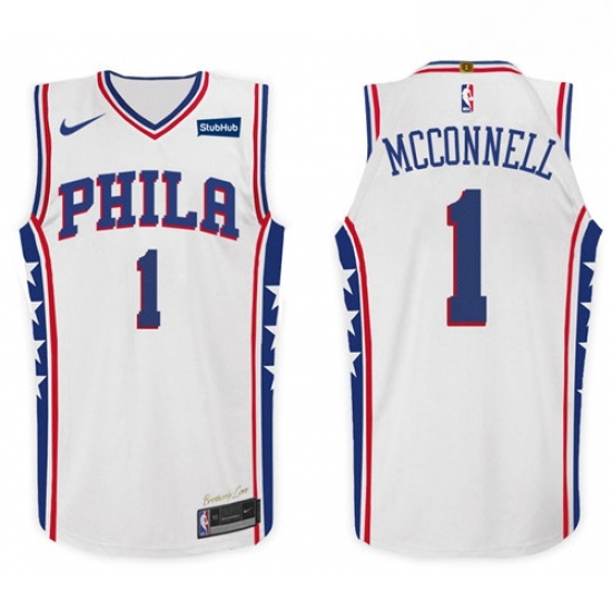 Nike NBA Philadelphia 76ers 1 T J McConnell Jersey 2017 18 New Season White Jers Nike NBA Philadelphia 76ers 1 T J McConnell Jersey 2017 18 New Season White Jers