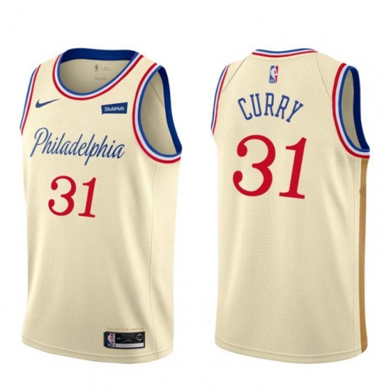 Nike Philadelphia 76ers 31 Seth Curry Men Unveil 2019 20 City Edition Swingman NBA Jersey Cream White Nike Philadelphia 76ers 31 Seth Curry Men Unveil 2019 20 City Edition Swingman NBA Jersey Cream White