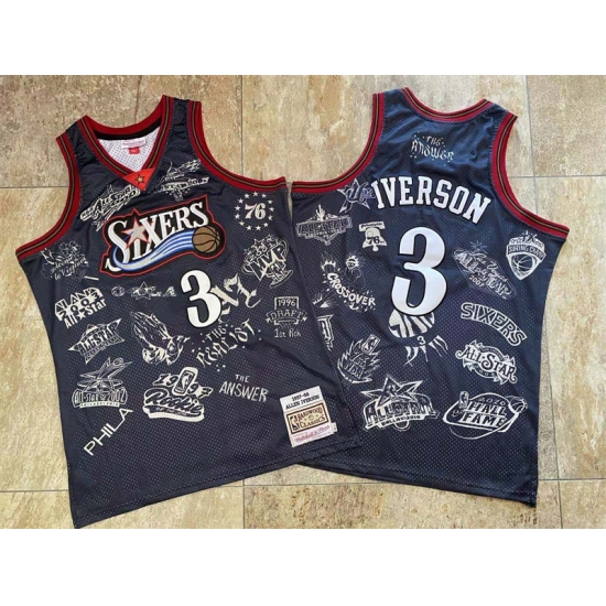 Philadelphia 76ers 3 Allen Iverson Black 1997 98 Hardwood Classics Jersey Philadelphia 76ers 3 Allen Iverson Black 1997 98 Hardwood Classics Jersey