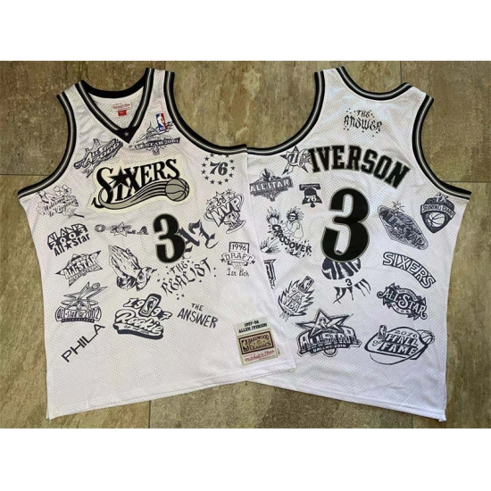 Philadelphia 76ers 3 Allen Iverson White 1997 98 Hardwood Classics Jersey Philadelphia 76ers 3 Allen Iverson White 1997 98 Hardwood Classics Jersey