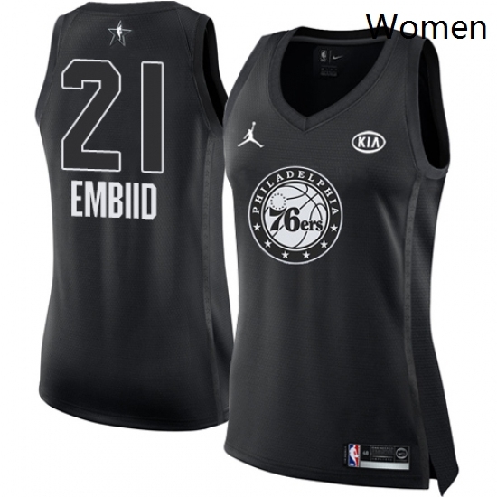 Womens Nike Jordan Philadelphia 76ers 21 Joel Embiid Swingman Black 2018 All Star Game NBA Jersey Womens Nike Jordan Philadelphia 76ers 21 Joel Embiid Swingman Black 2018 All Star Game NBA Jersey