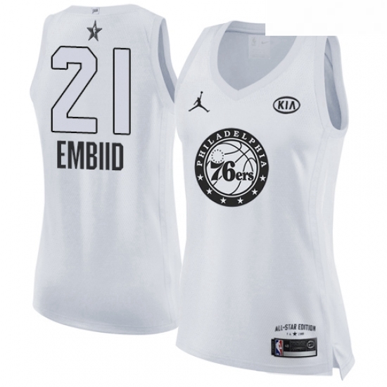 Womens Nike Jordan Philadelphia 76ers 21 Joel Embiid Swingman White 2018 All Star Game NBA Jersey Womens Nike Jordan Philadelphia 76ers 21 Joel Embiid Swingman White 2018 All Star Game NBA Jersey