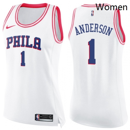 Womens Nike Philadelphia 76ers 1 Justin Anderson Swingman WhitePink Fashion NBA Jersey Womens Nike Philadelphia 76ers 1 Justin Anderson Swingman WhitePink Fashion NBA Jersey