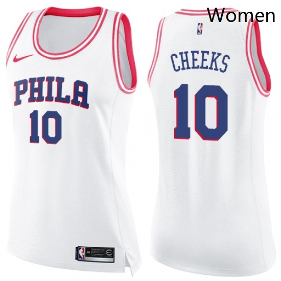 Womens Nike Philadelphia 76ers 10 Maurice Cheeks Swingman WhitePink Fashion NBA Jersey Womens Nike Philadelphia 76ers 10 Maurice Cheeks Swingman WhitePink Fashion NBA Jersey