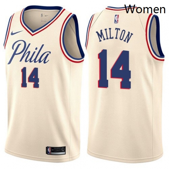 Womens Nike Philadelphia 76ers 14 Shake Milton Swingman Cream NBA Jersey City Edition Womens Nike Philadelphia 76ers 14 Shake Milton Swingman Cream NBA Jersey City Edition
