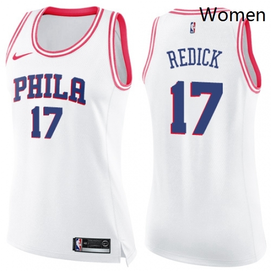 Womens Nike Philadelphia 76ers 17 JJ Redick Swingman WhitePink Fashion NBA Jersey Womens Nike Philadelphia 76ers 17 JJ Redick Swingman WhitePink Fashion NBA Jersey