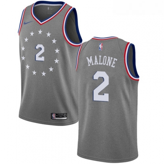 Womens Nike Philadelphia 76ers 2 Moses Malone Swingman Gray NBA Jersey City Edition Womens Nike Philadelphia 76ers 2 Moses Malone Swingman Gray NBA Jersey City Edition
