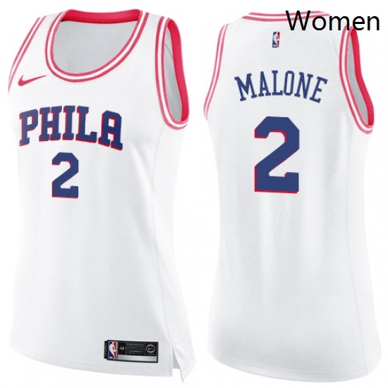 Womens Nike Philadelphia 76ers 2 Moses Malone Swingman WhitePink Fashion NBA Jersey Womens Nike Philadelphia 76ers 2 Moses Malone Swingman WhitePink Fashion NBA Jersey