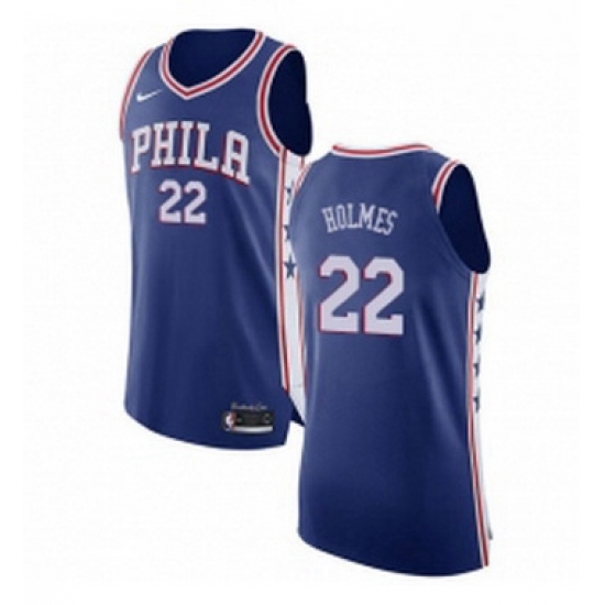 Womens Nike Philadelphia 76ers 22 Richaun Holmes Authentic Blue Road NBA Jersey Icon Edition 