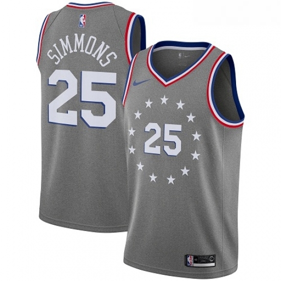 Womens Nike Philadelphia 76ers 25 Ben Simmons Swingman Gray NBA Jersey City Edition Womens Nike Philadelphia 76ers 25 Ben Simmons Swingman Gray NBA Jersey City Edition
