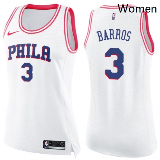 Womens Nike Philadelphia 76ers 3 Dana Barros Swingman WhitePink Fashion NBA Jersey Womens Nike Philadelphia 76ers 3 Dana Barros Swingman WhitePink Fashion NBA Jersey