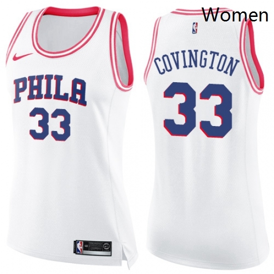 Womens Nike Philadelphia 76ers 33 Robert Covington Swingman WhitePink Fashion NBA Jersey Womens Nike Philadelphia 76ers 33 Robert Covington Swingman WhitePink Fashion NBA Jersey