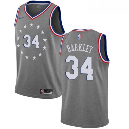 Womens Nike Philadelphia 76ers 34 Charles Barkley Swingman Gray NBA Jersey City Edition Womens Nike Philadelphia 76ers 34 Charles Barkley Swingman Gray NBA Jersey City Edition