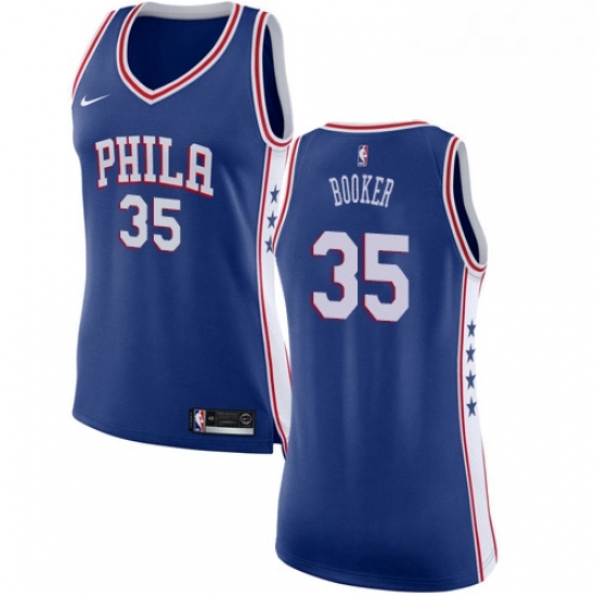 Womens Nike Philadelphia 76ers 35 Trevor Booker Authentic Blue NBA Jersey Icon Edition Womens Nike Philadelphia 76ers 35 Trevor Booker Authentic Blue NBA Jersey Icon Edition