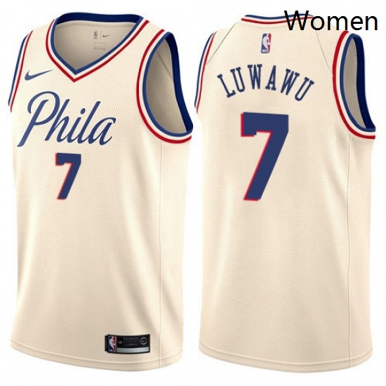 Womens Nike Philadelphia 76ers 7 Timothe Luwawu Swingman Cream NBA Jersey City Edition Womens Nike Philadelphia 76ers 7 Timothe Luwawu Swingman Cream NBA Jersey City Edition